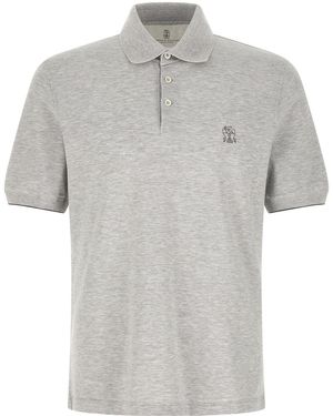 Brunello Cucinelli Logo Piqué Polo Shirt - Grey