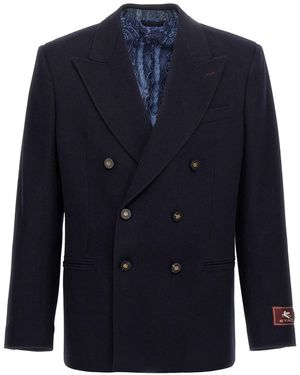 Etro 'decorative Basting' Blazer - Blue