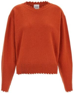 Nude Fringed Hem Jumper - Orange