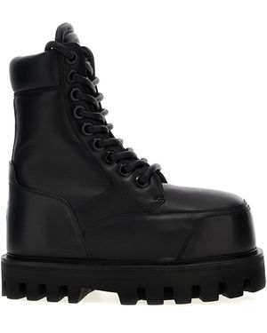 McQueen Leather Wedge Ankle Boots - Black