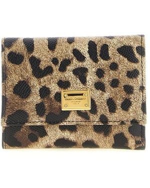 Dolce & Gabbana Portafoglio French Flap Leopard - Grigio