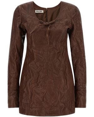Miu Miu Vintage-Lederkleid - Braun