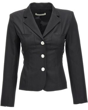 Alessandra Rich 'Single-Breasted Lace-Up' Blazer - Black