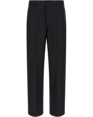 Prada Canvas Trousers With Pleat - Black