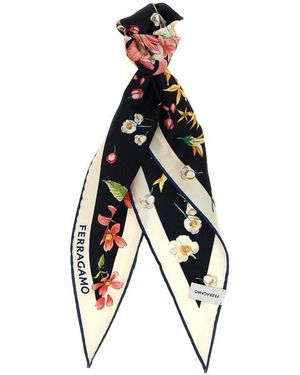 Ferragamo Foulard A Rombo Stampa 'Primavera' - Nero