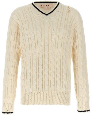 Marni V Neck Jumper V Neck Sweater' - Natural