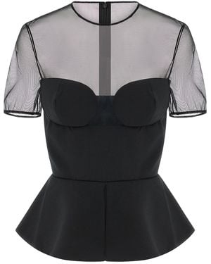 Nensi Dojaka 'tailored Bustier With Sheer Neckline' Top - Black