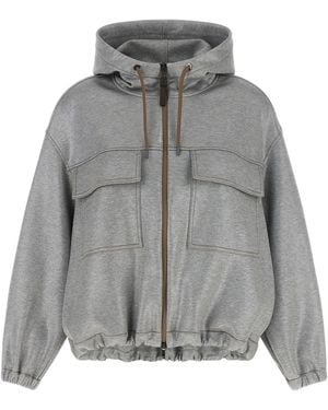 Brunello Cucinelli 'shiny Zipper Pull' Bomber Jacket - Grey