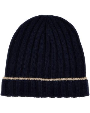 Brunello Cucinelli Contrast Line Beanie - Blue