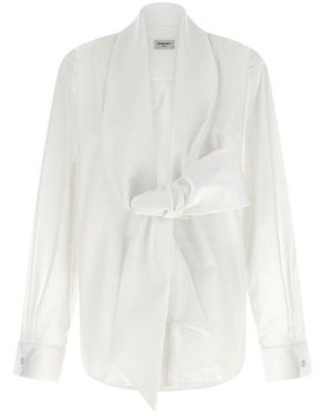 Saint Laurent Camicia Collo Lavallière - Bianco
