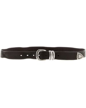 ZERBINI CLAUDIO Aged Leather Belt - Black