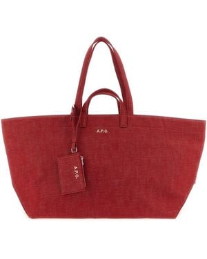 A.P.C. 'le Drummer Toile' Large Shopping Bag - Red