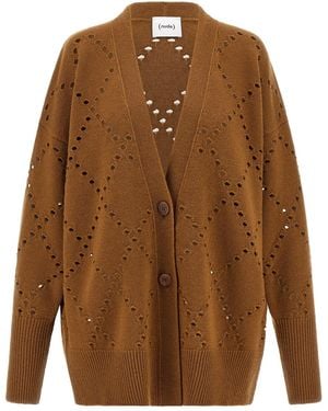 Nude Argyle Cut-out Cardigan - Brown