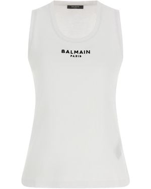 Balmain Tank Top Paris' - Bianco