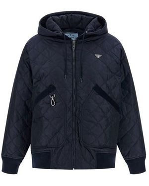 Prada Giacca Trapuntata Con Cappuccio - Blu