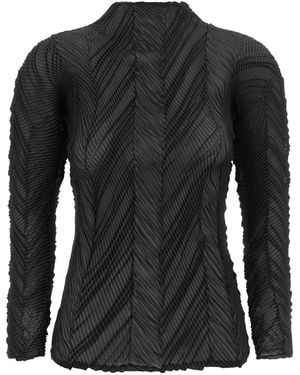 Issey Miyake Stricktop 'Zigzag Pleats' - Schwarz