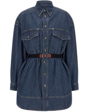 Versace Chambray-Baumwoll-Hemdblusenkleid Mit Medusa-Details - Blau