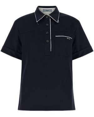 Prada Double-Layer Cotton Polo Shirt - Blue