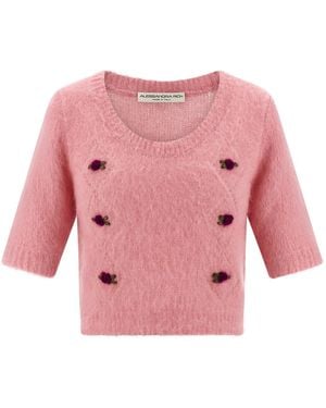 Alessandra Rich 'carded Mohair' Jumper - Pink