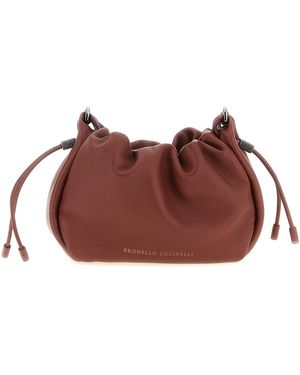 Brunello Cucinelli 'bucket Mellow' Mini Crossbody Bag - Red