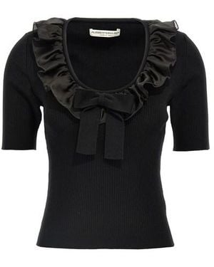 Alessandra Rich T-shirt volant - Nero