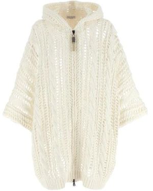 Brunello Cucinelli Cardigan 'Cable & Mesh' - Bianco