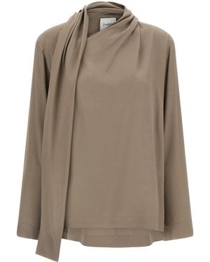 Nude Bluse Mit Drapierten Paneelen - Braun