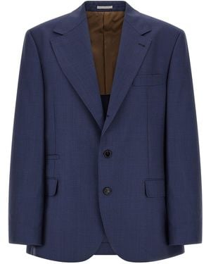 Brunello Cucinelli Prince Of Wales Blazer - Blue