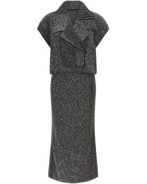 Missoni Zig-Zag Metallic Knit Midi Dress - Grey