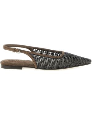 Brunello Cucinelli 'precious Net Embroidery' Slingback - Multicolour