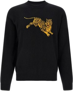 KENZO "Jumping Tiger" Intarsia Knit Jumper - Black