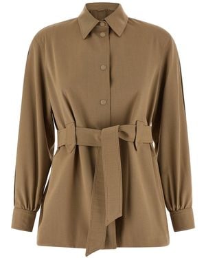 Max Mara Hemd Mit Gravierten Druckknöpfen - Braun