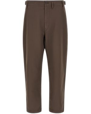 Lemaire Tapered Cotton Twill Trousers - Brown