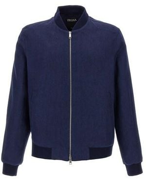 ZEGNA Bomber Oasi Lino - Blu