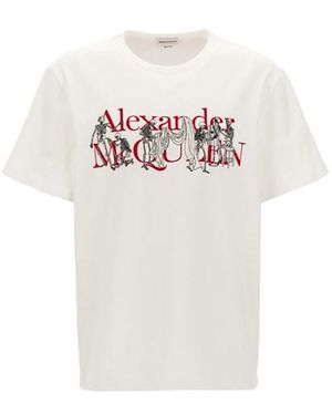 McQueen T-shirt stampa logo ricamo - Bianco