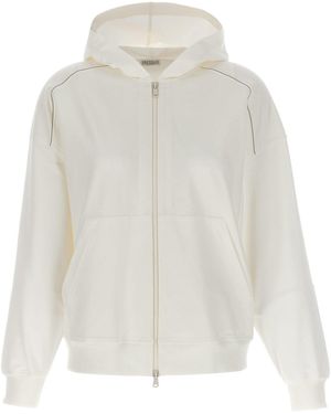 Brunello Cucinelli Hoodie With Monile Embellishment - White