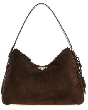 Prada Borsa A Spalla Aimée' Media - Marrone