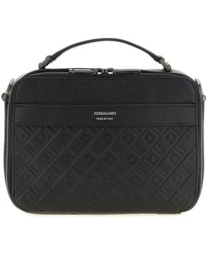 Ferragamo ' Monogram' Crossbody Bag - Black