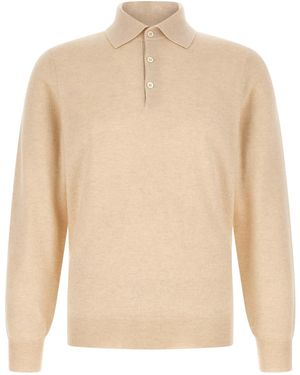 Brunello Cucinelli Cashmere Knit Polo Shirt - Natural