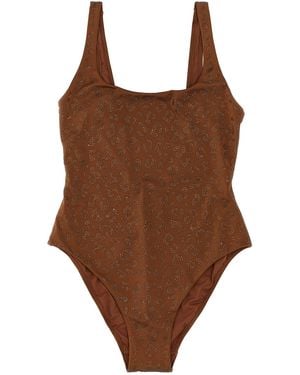 MC2 Saint Barth One-Piece Swimsuit 'Lora Shiny Strass Leopard 18' - Brown