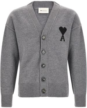 Ami Paris 'ami De Coeur' Cardigan - Grey