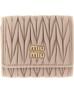 Miu Miu Small Matelassé Nappa Wallet - Pink