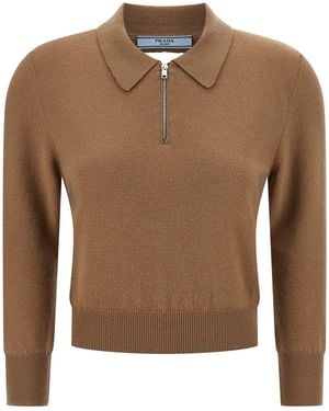 Prada Polohemd Aus Wolle - Braun