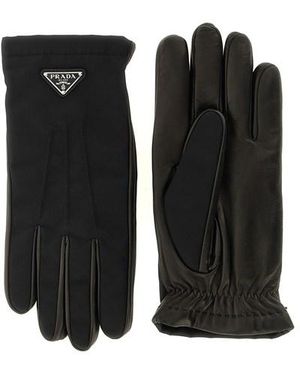 Prada Guanti Re-Nylon E Nappa - Nero