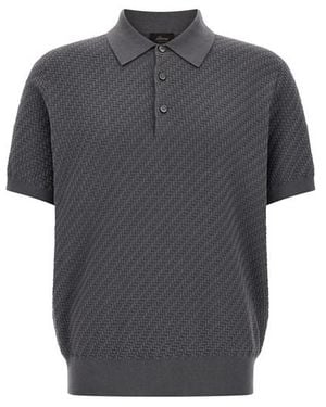 Brioni ブリオーニ 長袖 ポロシャツ グレー 最高級 46 XS ブリオーニ Brioni】秋冬向けウール ストライプ柄 グレースーツ