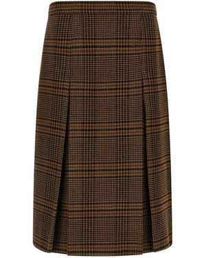 Saint Laurent Prince Of Wales Skirt - Brown