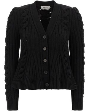 McQueen Geflochtener Wollcardigan - Schwarz