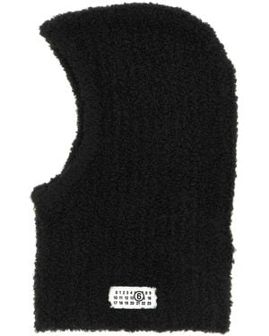 MM6 by Maison Margiela Bouclé Balaclava With Logo - Black