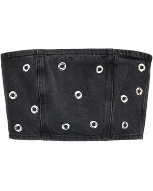 ROTATE BIRGER CHRISTENSEN 'studded Denim' Top - Black