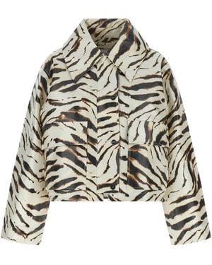 Ganni Laminated Fabric Jacket - White